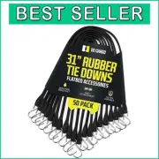 31-Inch Rubber Bungee Cords with S-Hooks - 50 Pack for Cold Weather Use