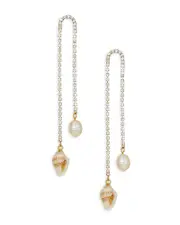 Ettika Cultured Freshwater Pearl, Shell, & Crystal Vacation Chain Drop Earrings