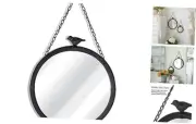 11.2" Decorative Small Hanging Mirrors Vintage Rustic Round Metal Framed Wall