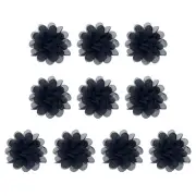 10Pcs 3.9" Chiffon Flowers Fabric Flower Sewing Fabric Appliques Navy Blue