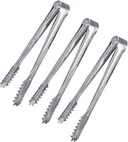 BRIGHTFUFU 3pcs Stainless Steel Ice Tongs Skid Food Clips for Sugar Cubes Appetizers and Ice Kitchen Tool for Home Parties and Cafes