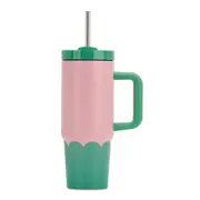 Annabel Trends Super Sip Wave 380ml S/S Cup Double Walled w/ Straw Musk Green