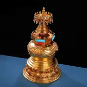 5.7" Copper Kadampa Pagoda Stupa Gilding Gadangta Tibetan Bodhi Pagoda