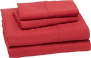 King Size Red Microfiber Bed Sheet Set, 36 cm Deep Pockets Lightweight Super Soft Easy Care