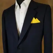 NEW - 100% Linen Pre-Folded Pocket Square Handkerchief Insert - Yellow 2 Point