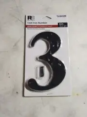 House Number RELIABILT 6" Cast Iron Number 3~ Black Finish #5144329