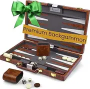 Backgammon Sets for Adults - Best Travel Backgammon Board Games for Adults - Travel Backgammon Set - Backgammon 15 inch Board and 32 Backgammon Pieces in one Quality Backgammon Set