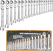 NDI Flexible Ratchet Wrench Set 18pcs 6MM-30MM Spanner Gear Ring Ratcheting Combination Flexi Wrench Kit Metric Flex Head