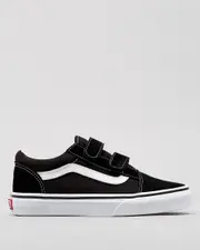 [Vans] Vans Boys' Old Skool V Shoes in Black/True White Size 12 12 Black/True White
