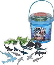 Wild Republic Shark Mini Bucket, Toy Figures, Kids Gifts, Party Supplies, 20 Piece Playset