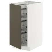 METOD base cabinet with wire baskets, white/Havstorp brown-beige, 40x60x80 cm