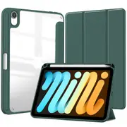 MCC iPad mini 6 2021 Case Cover Clear Back Pencil Holder Apple mini6 6th [Dark Green]