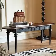 LYXWGRZD Dining Bench, Wood Bench, Entryway Bench with Rounded Corner, Dining Room Bench, Table Benches, Space Saving, Kitchen Bench, for Living Room Hallway(Black)