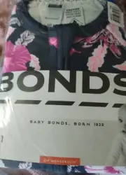 NEW Bonds Blue Floral Zip Zippy Wondersuit Romper - Size 3