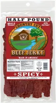 8oz Spicy Country Cut Beef Jerky Pack (moist & tender spicy beef jerky)