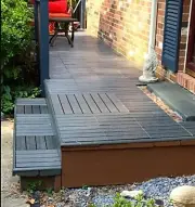 Gray Interlocking Outdoor Deck Tiles Pack of 10/6-Slat, 10 SF, EZ Snap Together