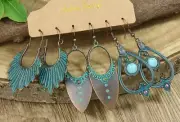 6 PC Earring Set Bronze-tone Boho Exaggerated Dangle Drop New Free Ship B1594