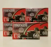 ⭐ 5-Pack Maxell Audio Blank Audio Cassette Tapes Normal Bias UR60 -NEW SEALED ⭐