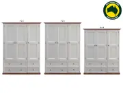 Anzac (Aussie Made) 3 Section Mirror Wardrobe Collection - Assorted Painted / Stained Colours - Starting From $1999 - Includes Free Optional Upgrade To Full Extension Runners (Valued Up To $500)