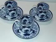 ARABIA SHE-FO BIRD FINLAND 3 CUPS & 3 SAUCERS ESPRESSO/DIMITASSG NEW