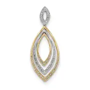 14k Two-Tone Gold Real Diamond Ellipse Pendant