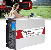 6000 Watts Pure Sine Wave Power Inverter DC to AC Converter, Low Frequency Solar Power Inverter Charger with LED Display & 2 AC Outlets for Home Camping RV(Size:60V to 240V)