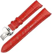 KAVJU 18mm Leather Cowhide Watch Bands，for Tissot 1853 T035.207 T035 Black White Purple Red Women's Watch Strap Free Tools(Light red,Rose Gold Buckle)