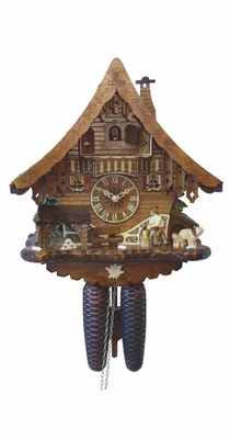 Cuckoo Clock Black Forest house with moving wood chopper EN 4791/8 NEW