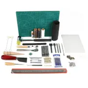 61 Pcs Set Leather Tools Punch Kit Sewing Stitching Carving Work Hammer Ruler Pad Leathercraft Accessories DIY Leather Working Tools Set
