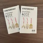 Ikea Vinterfint Christmas Gold Metal Ornaments Pinecone Mistletoe House 3.5”