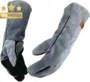 Welding Gloves 16" 932°F Heat/Fire Resistant BBQ Oven Grill Fireplace Black-Grey