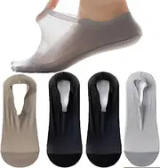 [Generic] Zeanaturals Ultra Thin Liner Non Slip No Show Socks, Soft Breathable Ice Silk Sock, Unisex Low Cut Liner Sock, 4pairs-f, One Size