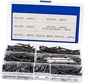 iplusmile 282pcs Screws Assortment High Strength Metal Parkerising Screws .5 Head Box Storage Case for Woodwork