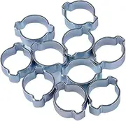 10pcs Double Ears Hose Clamp, 2 Ear Wide Adjustable 15-18mm Zinc-Plated Fuel Clamp Clips, Fuel Clamp Kit