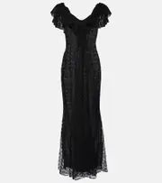 [Alessandra Rich] Alessandra Rich Bow-detail lace gown AU 4 black