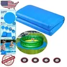 Waterproof Round Pool Tarp - 24 Ft Above Ground Protector Mat for Pool Liners