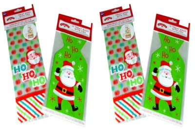 Wilton 4 pks 70 ct Treat Party Bags Cello Christmas Retro Ho Ho Ho Jolly Santa