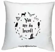 You Are So Loved Cute Funny Magic School Wizard 18" x 18" Pillow Cover (18"x18"