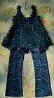 Milly Blue Green & Black Eyelash Fringe Flared Top 10 NWTs