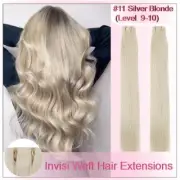2X50g 22'' INVISI Weft Hair Extension 100% Human Hair #11 Silver Blonde 28