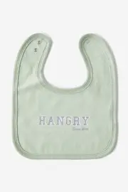 [Cotton On Kids] Cotton On Kids - The Baby Bib - Green fig/hangry since birth OS GREEN FIG/HANGRY SINCE BIRTH
