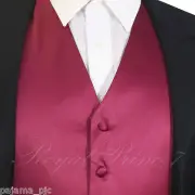 BURGUNDY XS to 6XL Solid Tuxedo Suit Dress Vest Waistcoat Wedding Party Prom