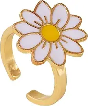 Vaguelly Ring Girl Ring for Band Ring Rotating Ring Worry Rings Fidget Toy for Calming Ring Finger Jewelry for Children Finger Ring Alloy White