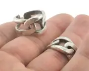 Chain Ring Band Adjustable Antique Silver Plated Brass 8-10 US size 4027