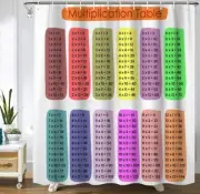Math Shower Curtain Multiplication Table 1 to 12 Waterproof 72x72 Inch