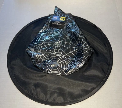 Witch's Hat Silver Spiderweb & Black Shimmer Children’s Halloween Girls Costume