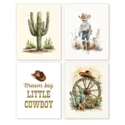Western Cowboy Nursery Wall Art Prints Set of 4 UNFRAMED - Western Wall Decor...