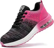[JiuQing] Women's Steel Toe Shoes Lightweight Safety Sneaker Air Cushion Indestructible Comfortable Work Shoes Safety Industrial Utility Footwear