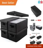 Pack of 4 Stackable Black CD Storage Boxes - Organize 165 Discs Stylishly