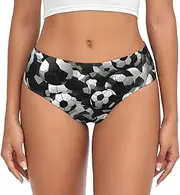 [YANYU] Black And White Soccer Ball Pattern Print Women S Briefs Comfortable Plus Size Underwear Ladies Versatile Panties Xs To 4xl, Black, X-Large